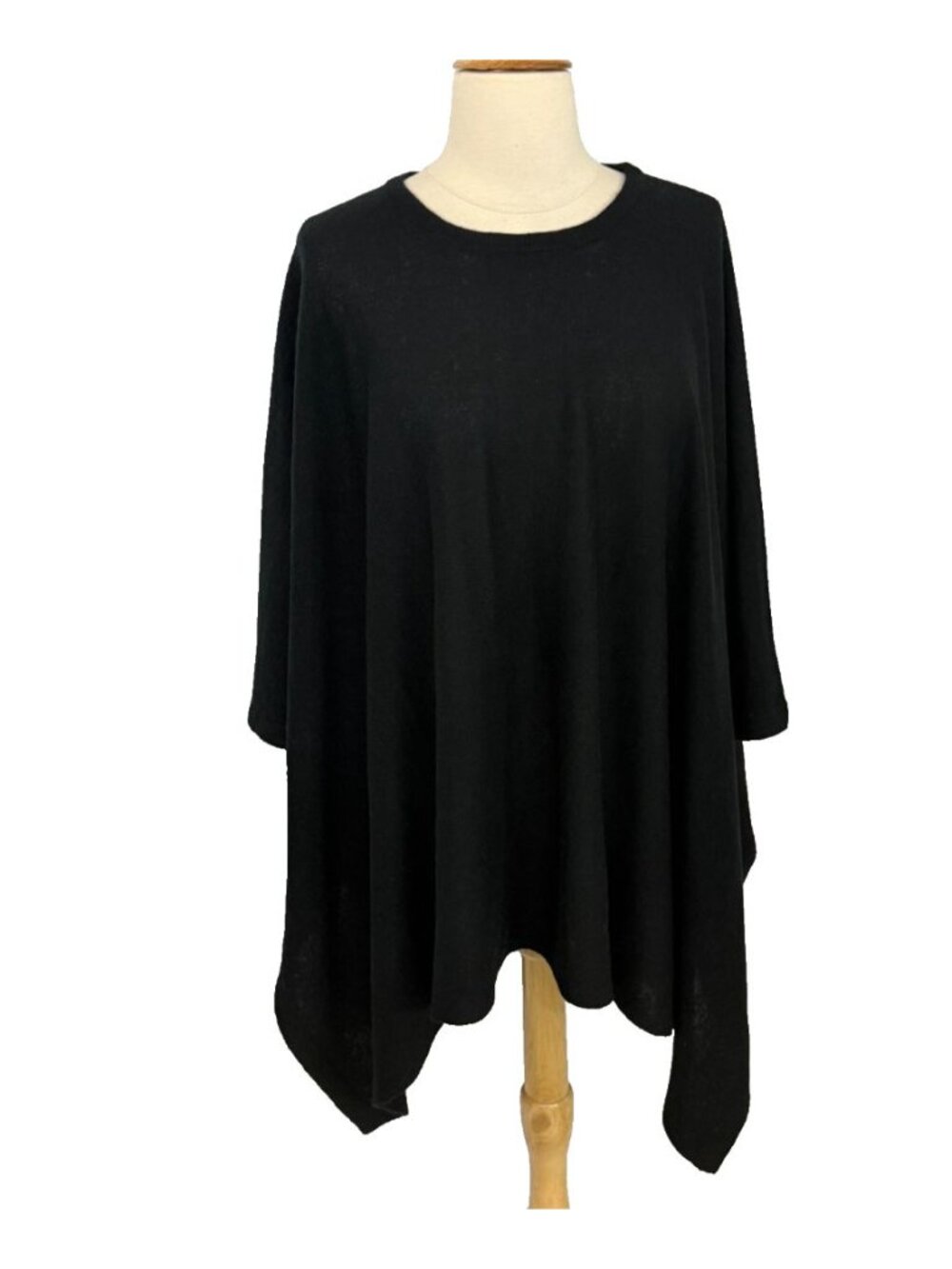 Beryll Women's 100% Cashmere Poncho Sweater Black Oversized Travel EUC One Size - Picture 2 of 8